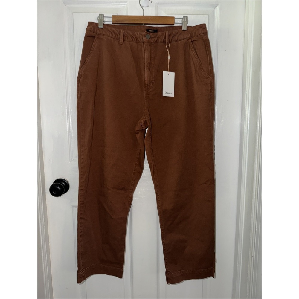 NEW Quince Women's Twill Straight‎ Leg Crop Rust Pants Organic Cotton 16 PLUS